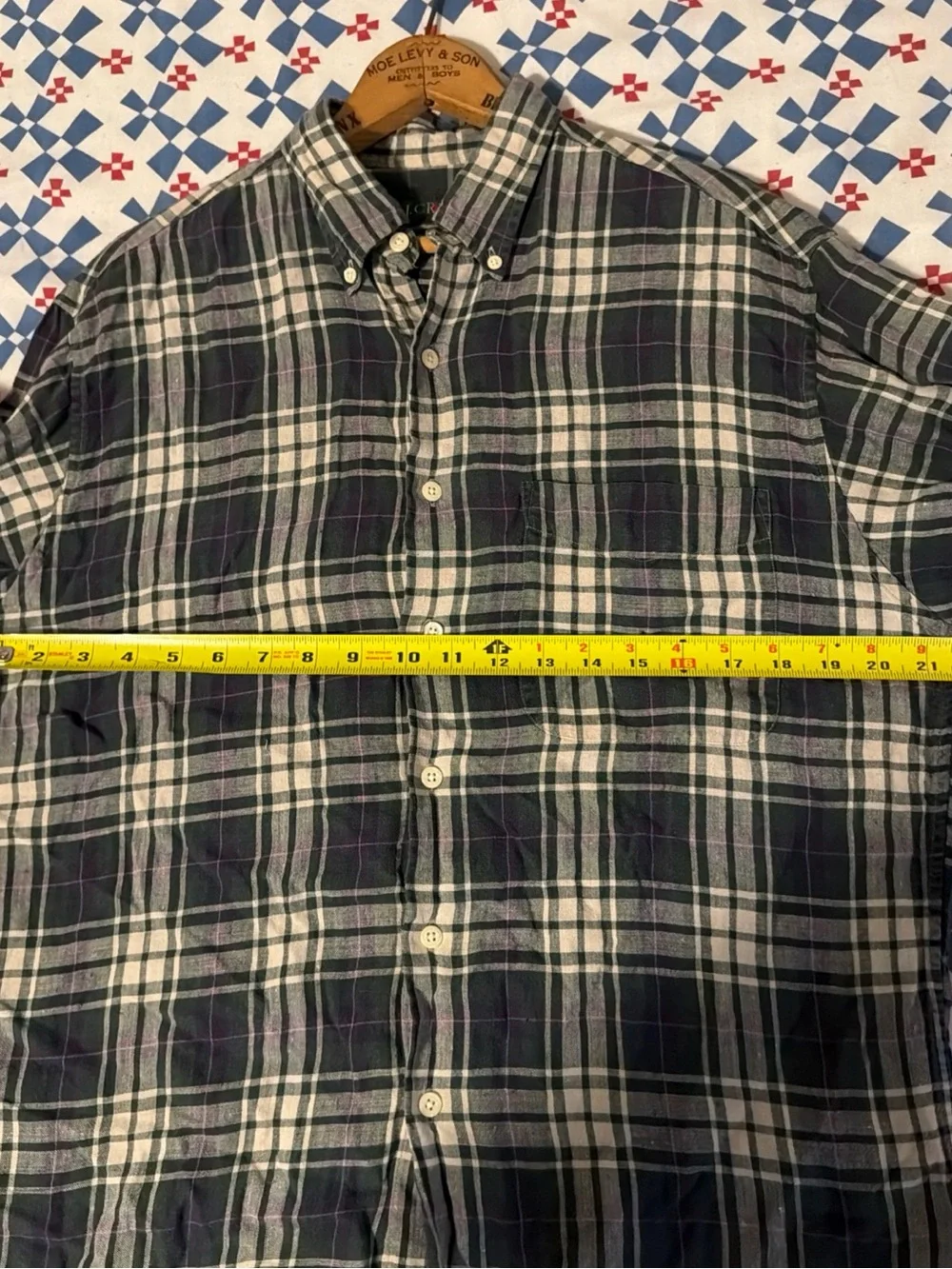Vintage J. Crew Oarsman Shirt Men Size Small Plaid Linen Button Down Long Sleeve
